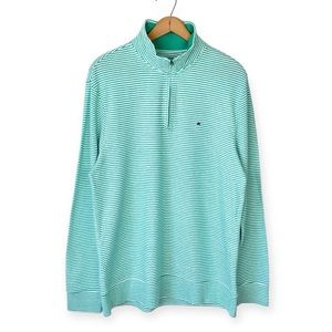 Crown & Ivy Aqua Striped Zip-Up Sweater